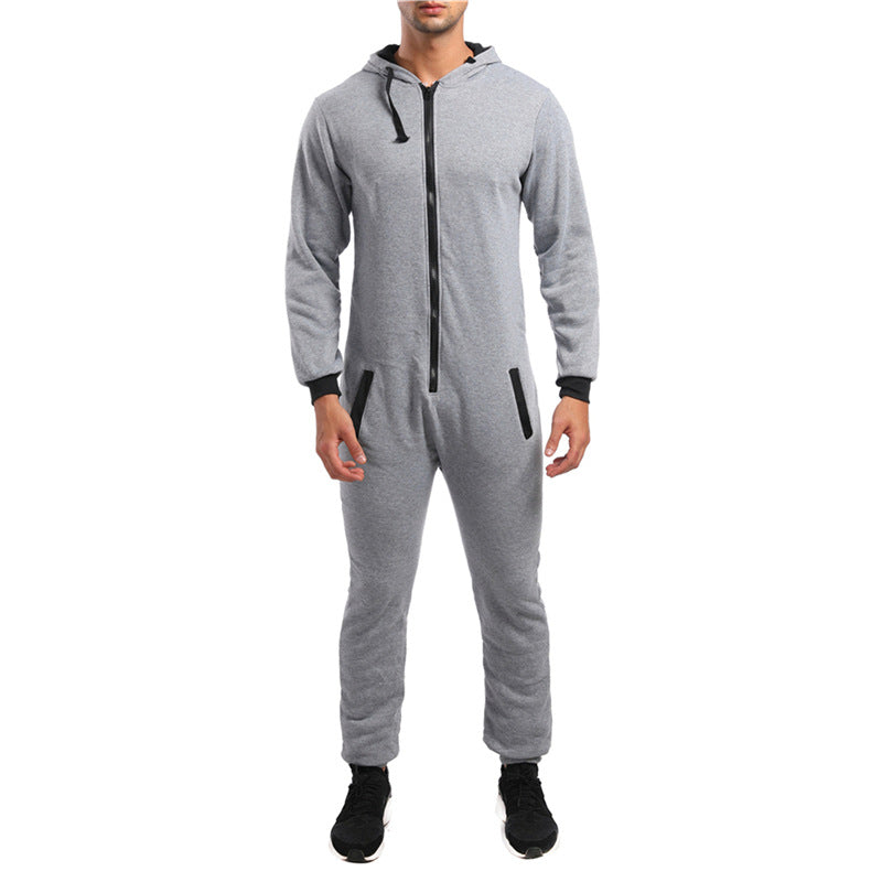 Foreign Trade New Men's Clothing One-piece Youth Fashion Slim One-piece Sports Sweater Suit