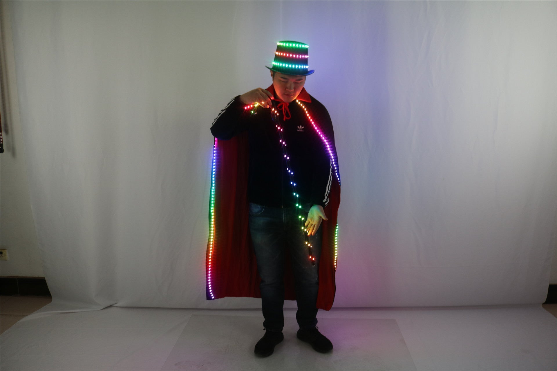 Glowing Led Hat Cloak Cosplay Jazz Dance Magic Crutches