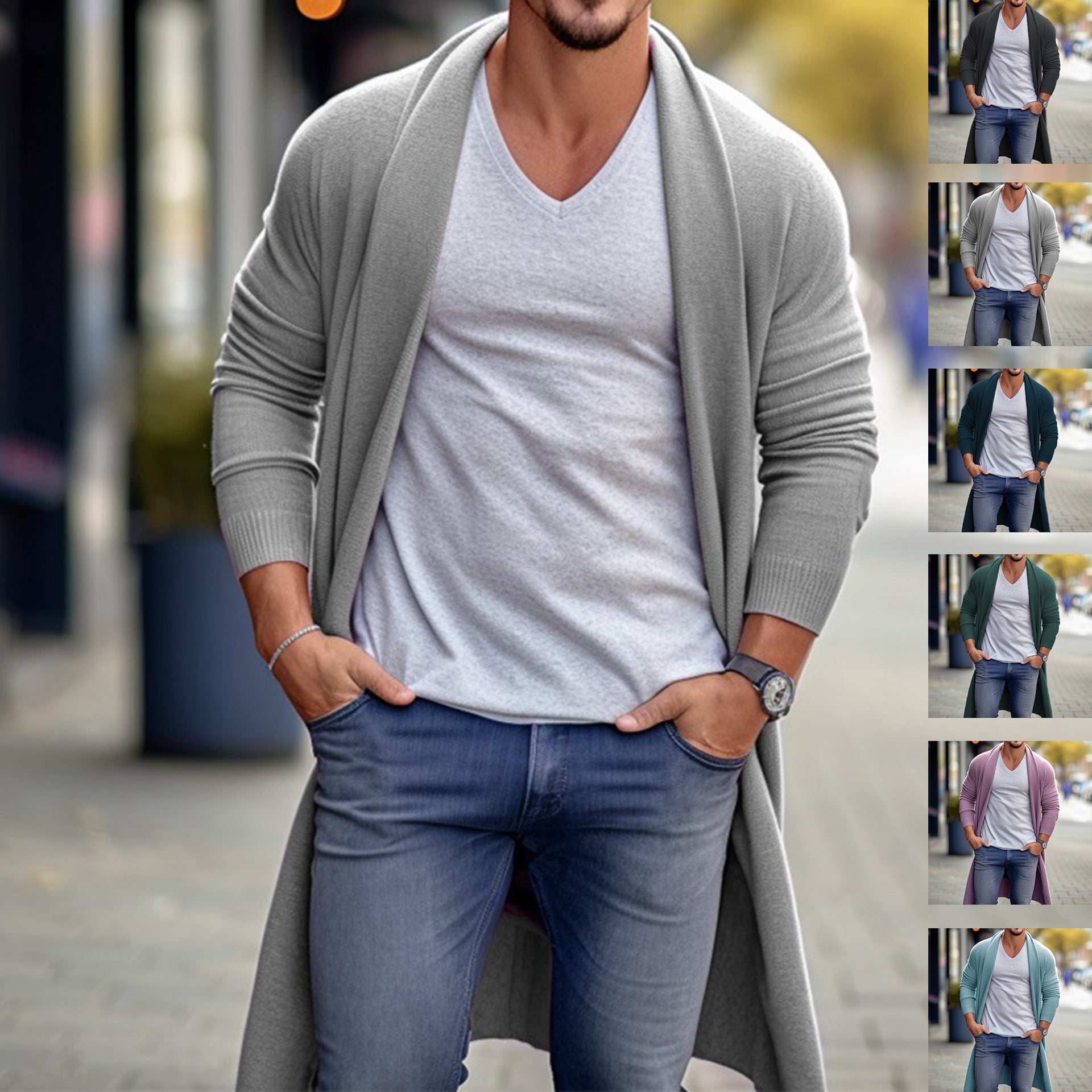 Fashion Personality Men's Loose Long Woolen Coat