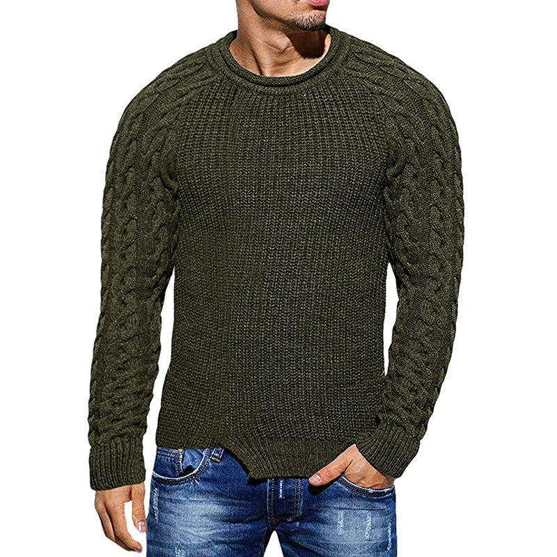 Sweater Men's Solid Color Round Neck Long-sleeved Knitted Top