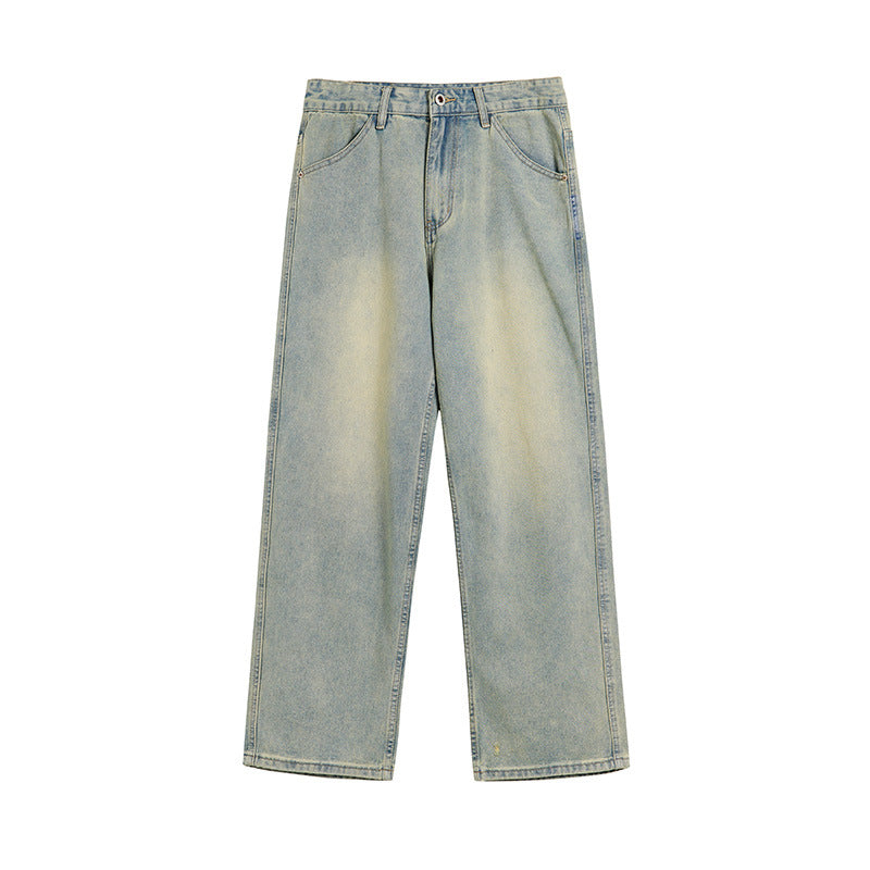 Men's Retro Washed Distressed Light-colored Jeans