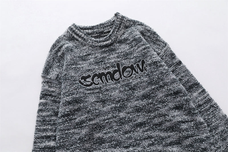 Letter Embroidery Crew Neck Sweater