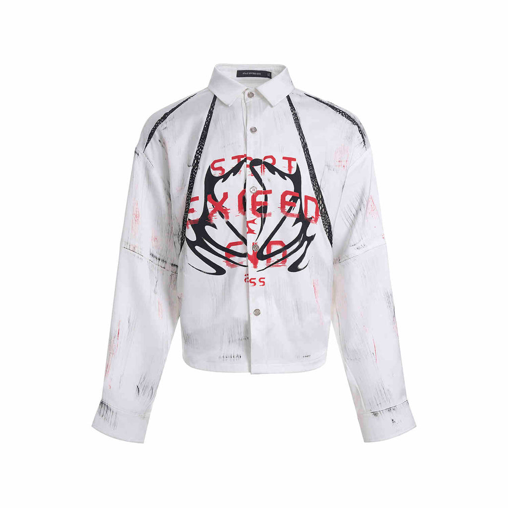 Hollow Out Satin Long Sleeve Shirt Men's Spring