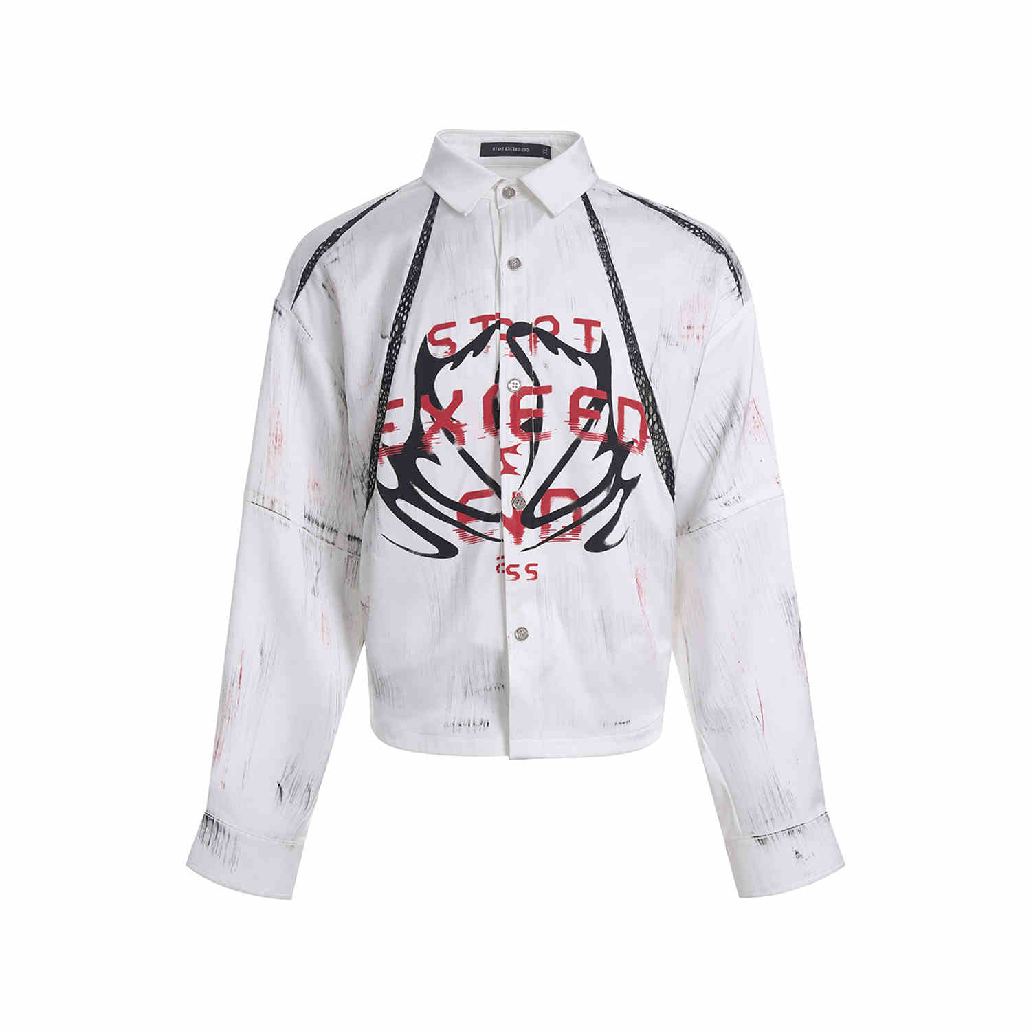 Hollow Out Satin Long Sleeve Shirt Men's Spring