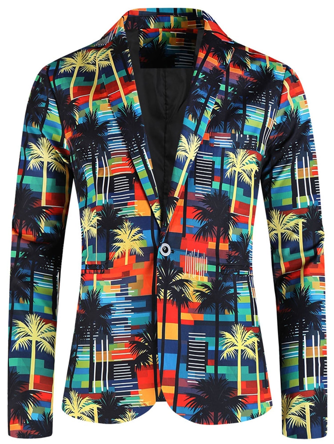 One Button Printing Leisure Suit Plus Size Men's Top