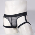 Mens Ice-silk Thong With Suspenderssheer And Ultra-sexy