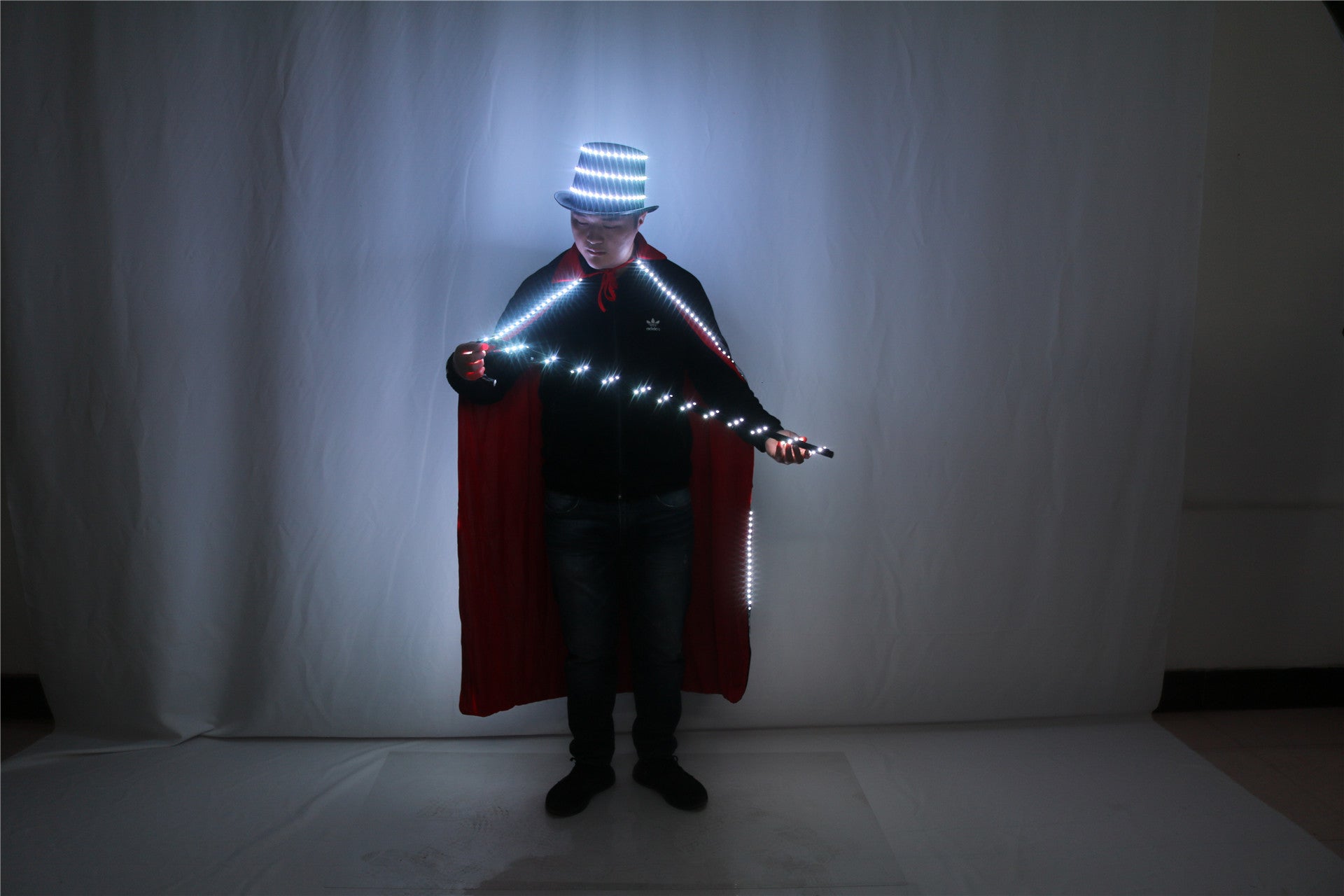 Glowing Led Hat Cloak Cosplay Jazz Dance Magic Crutches
