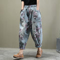 Loose all-match printed washed cotton jeans