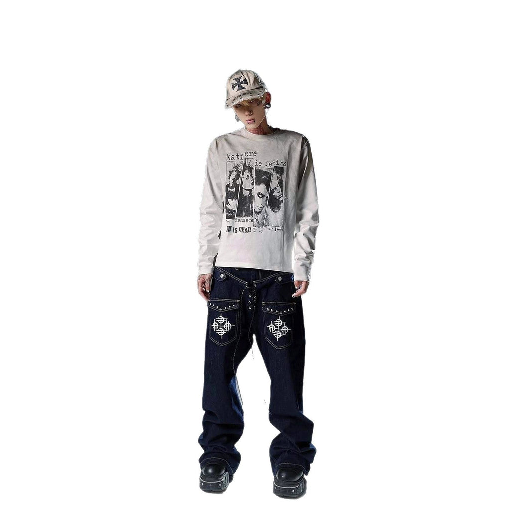 High-street Vintage Harajuku-style Instagram-inspired Crew-neck Pullover T-shirt Unisex Apparel