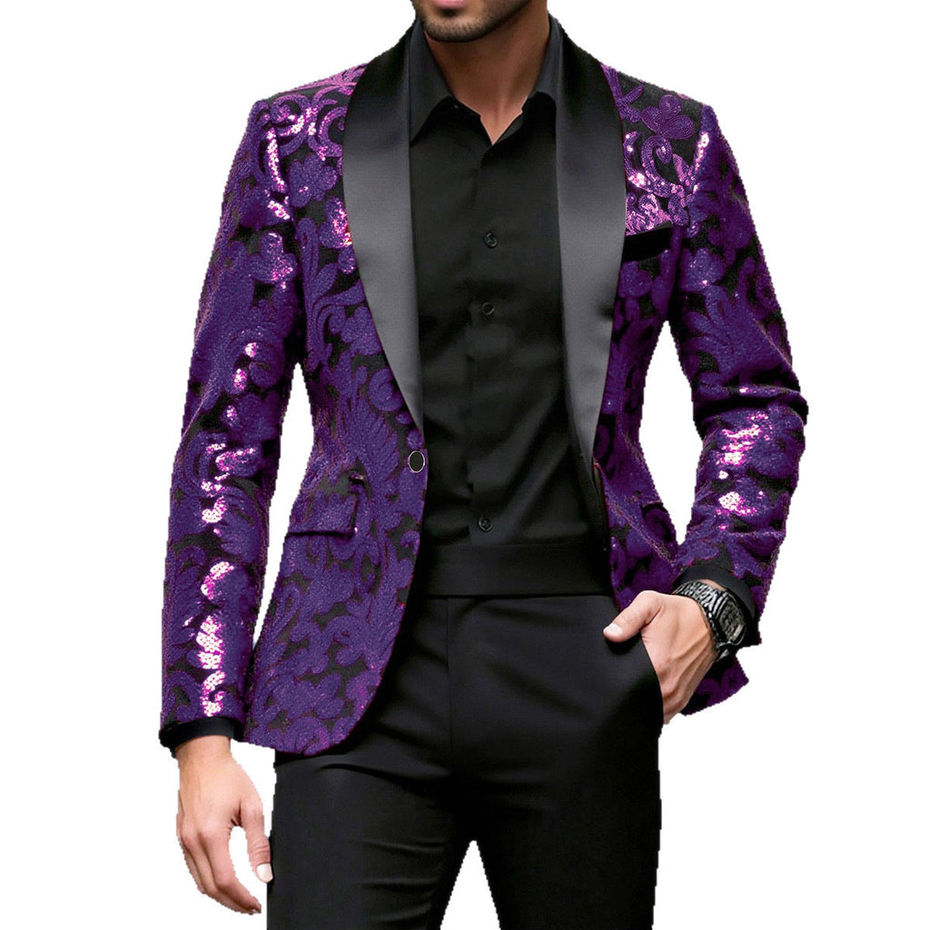 Men's Loose And Versatile Velvet Sequin Suit Jacket
