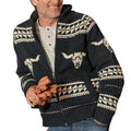 New Men's Clothing Autumn And Winter Long-sleeved Black Jacquard Sweater