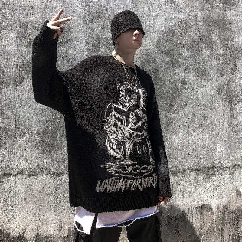 Autumn And Winter Thick Embroidered Hip-hop Long-sleeved Couple Sweater