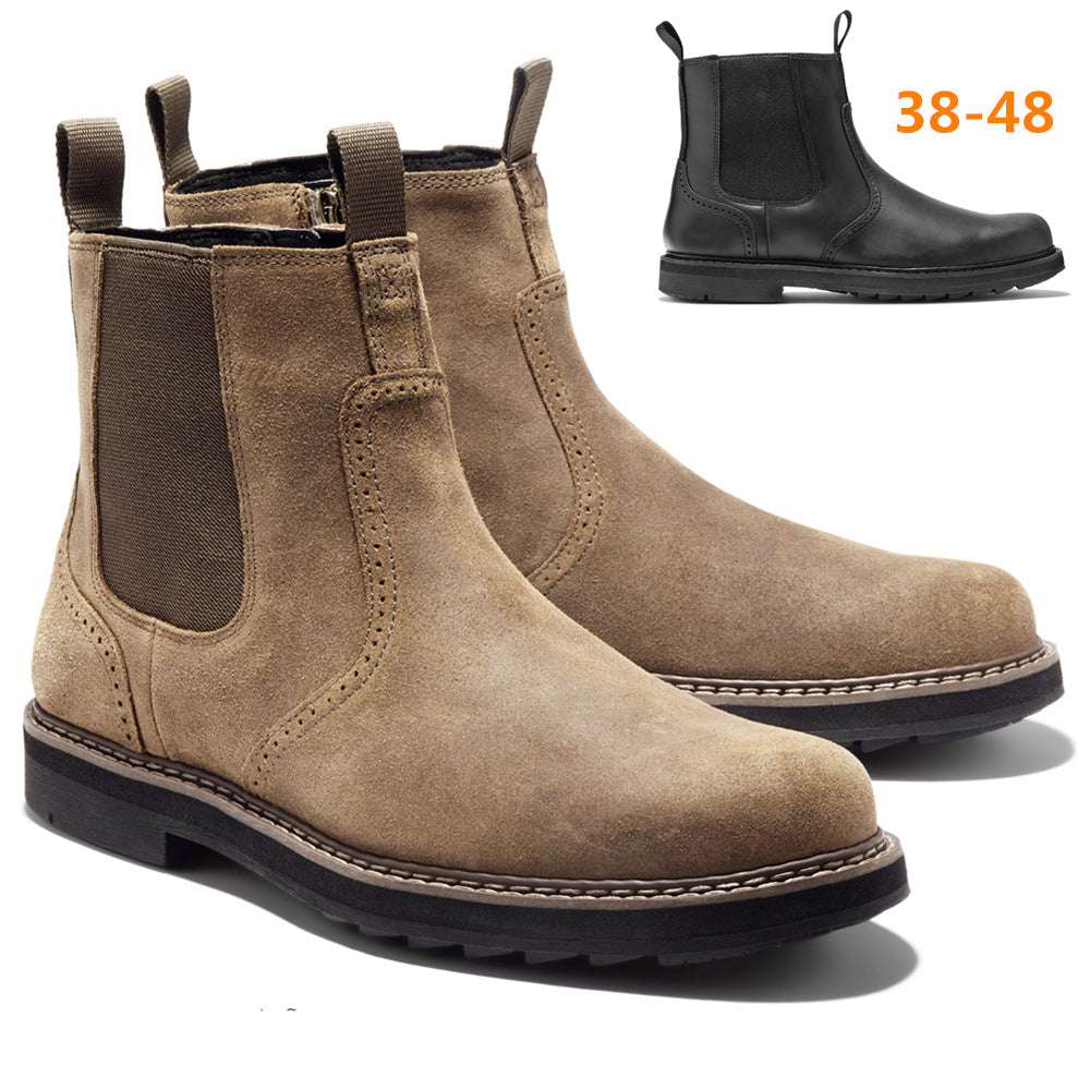 Handmade Frosted Set Feet High-top Men's Boots Casual Black