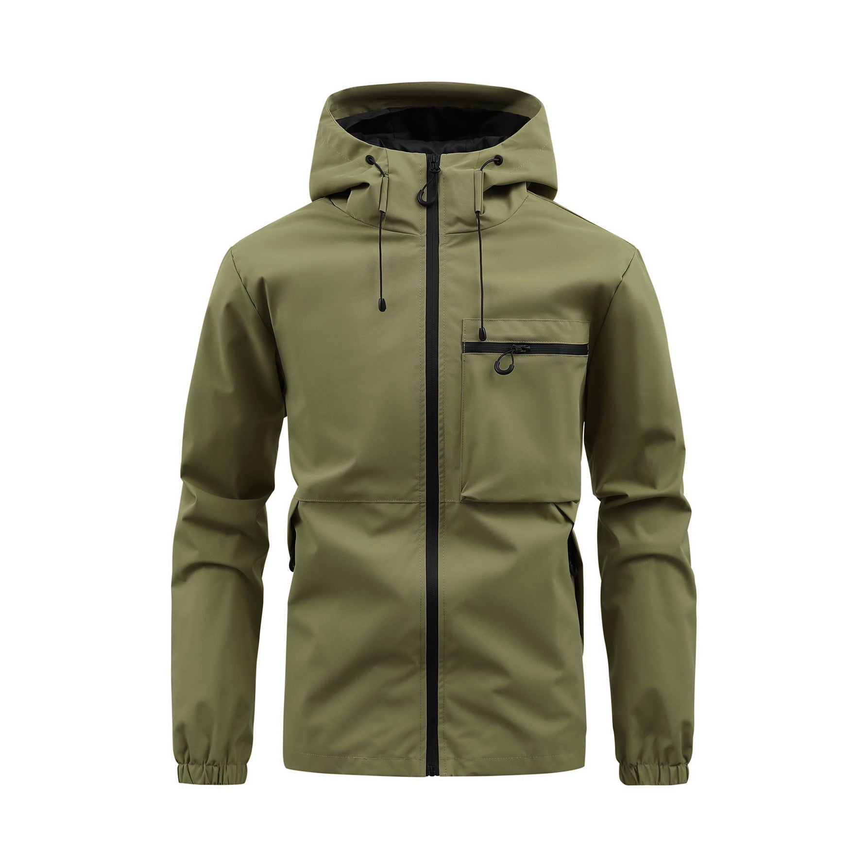 Men's Fashion Casual Hooded Solid Color Multi-pocket Work Pants Outdoor Coat