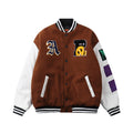 National Tide Street Stitching Contrast Color Smiley Face Flocking Embroidery