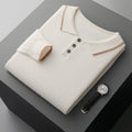 Men's Long Sleeve Polo Collar Casual Fashion Color Block Long Sleeve Knitted Sweater