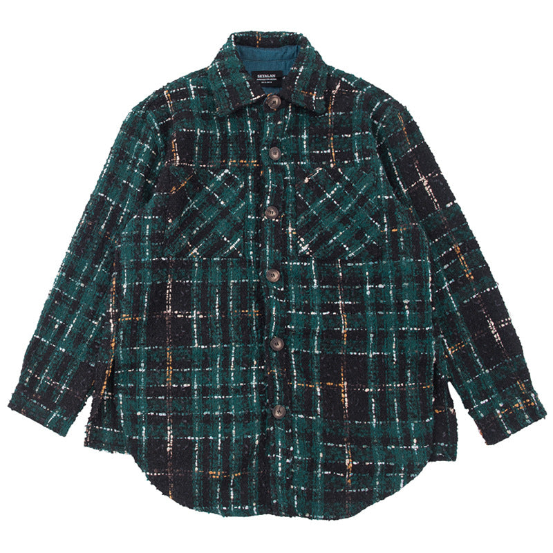 Men's Plaid Shirt Cardigan Jacket Same Style