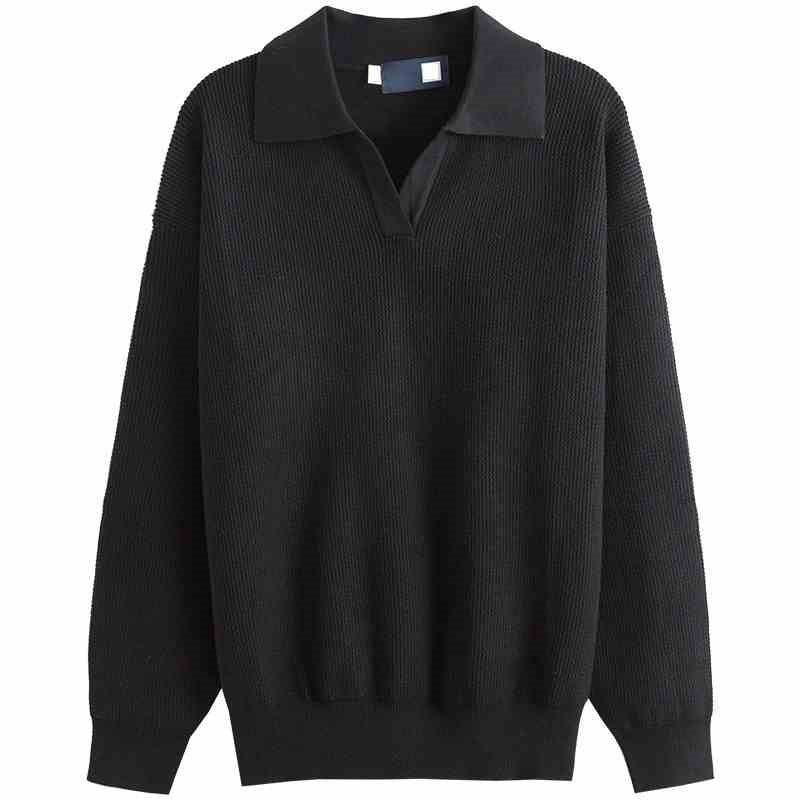 Small V-neck Pullover Vintage Lapel Sweater Men's Loose Advanced Simple Knit