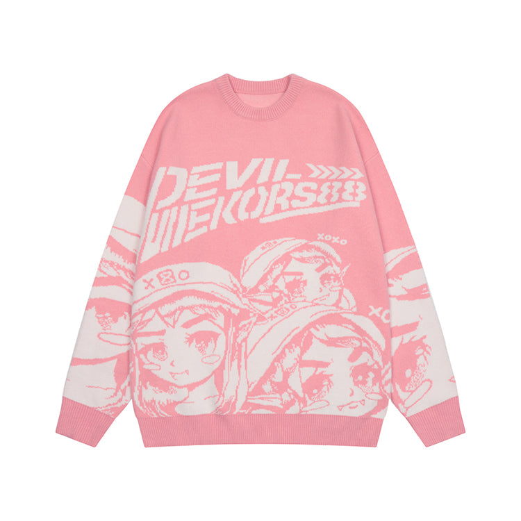 Miracle Print Drop Shoulder Crewneck Sweater