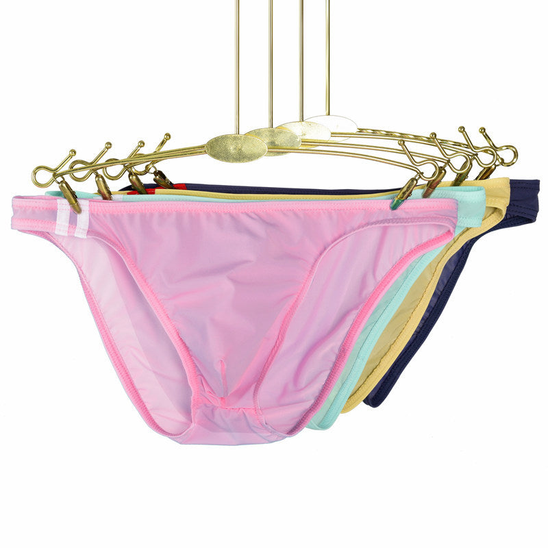 Men's Ice Silk Transparent Thin Low Waist Briefs
