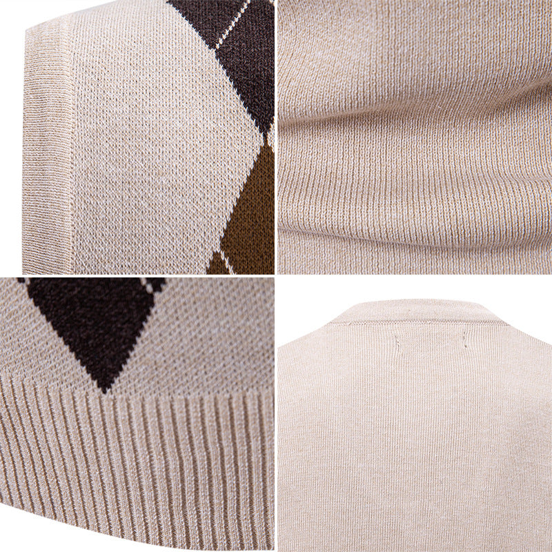 Men's Fashionable Plaid Pullover Leisure Sweater