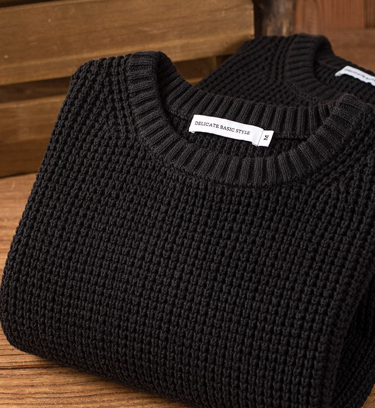Knitted Pullover Black Interlock Coat Top