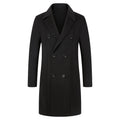 Over-the-knee double-breasted slim-fit trench coat