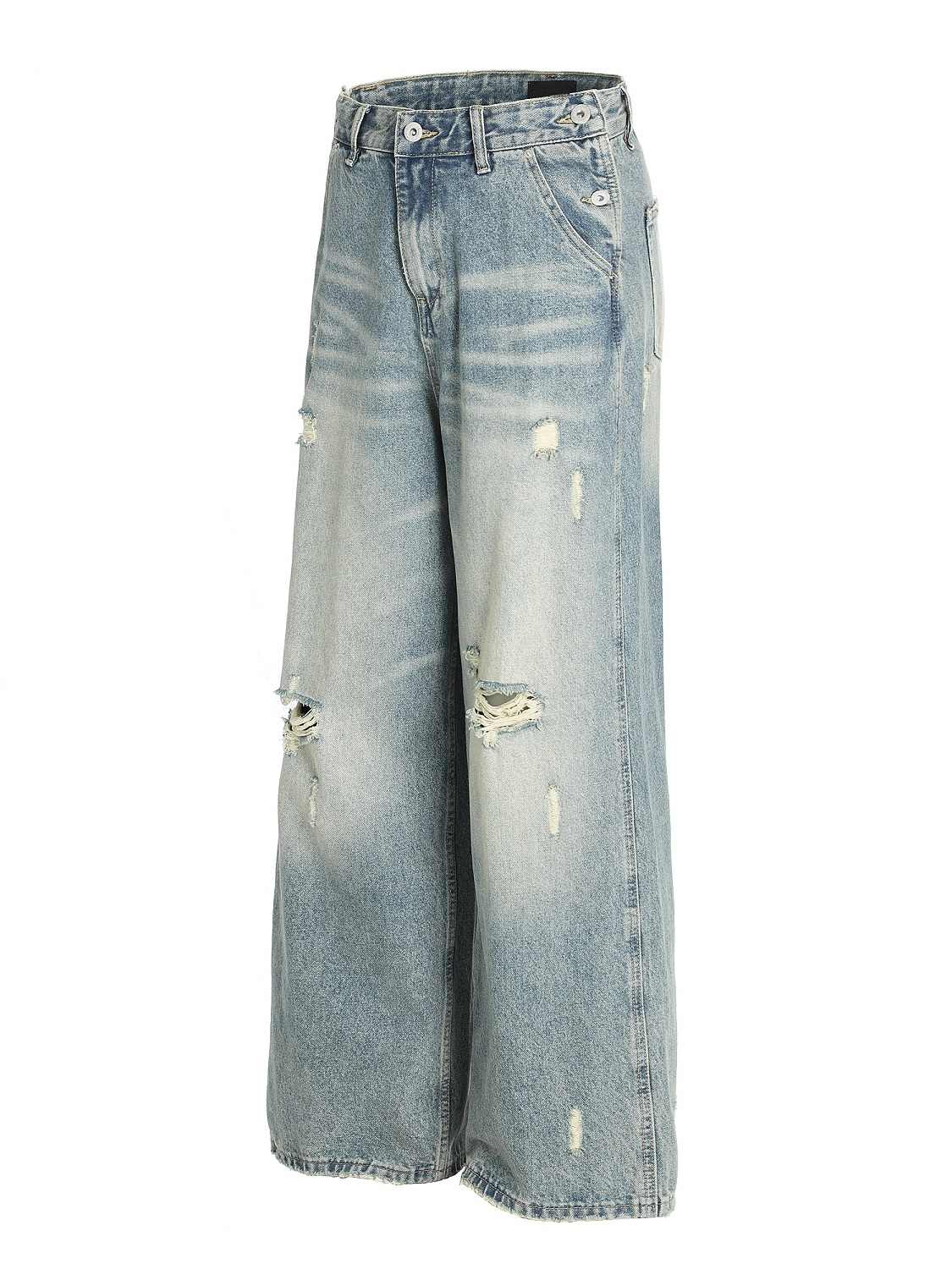 Water Washed Hole Jeans Summer Loose Straight