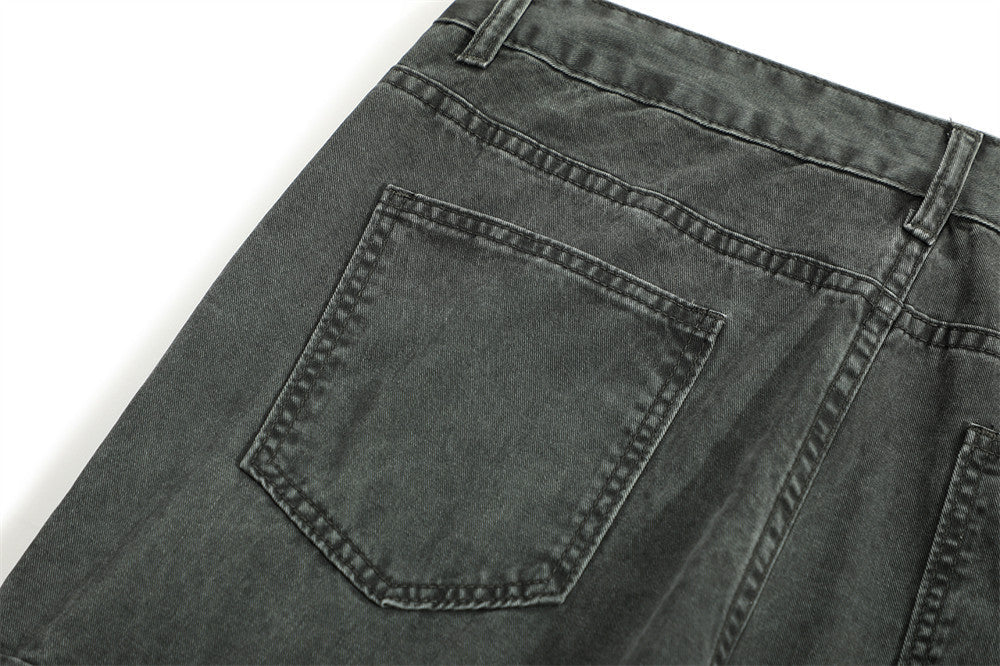 Punk Distressed Washed Denim Overalls Men's Retro