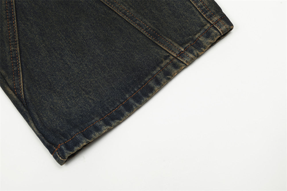 European And American Bootleg Pants Men's Design Niche Split Stitching Loose-fitting Wide-leg Trousers