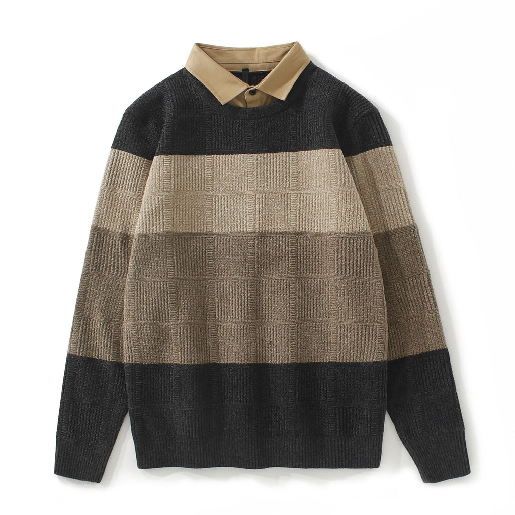 Men's Autumn And Winter Casual Striped Lapel Sweater