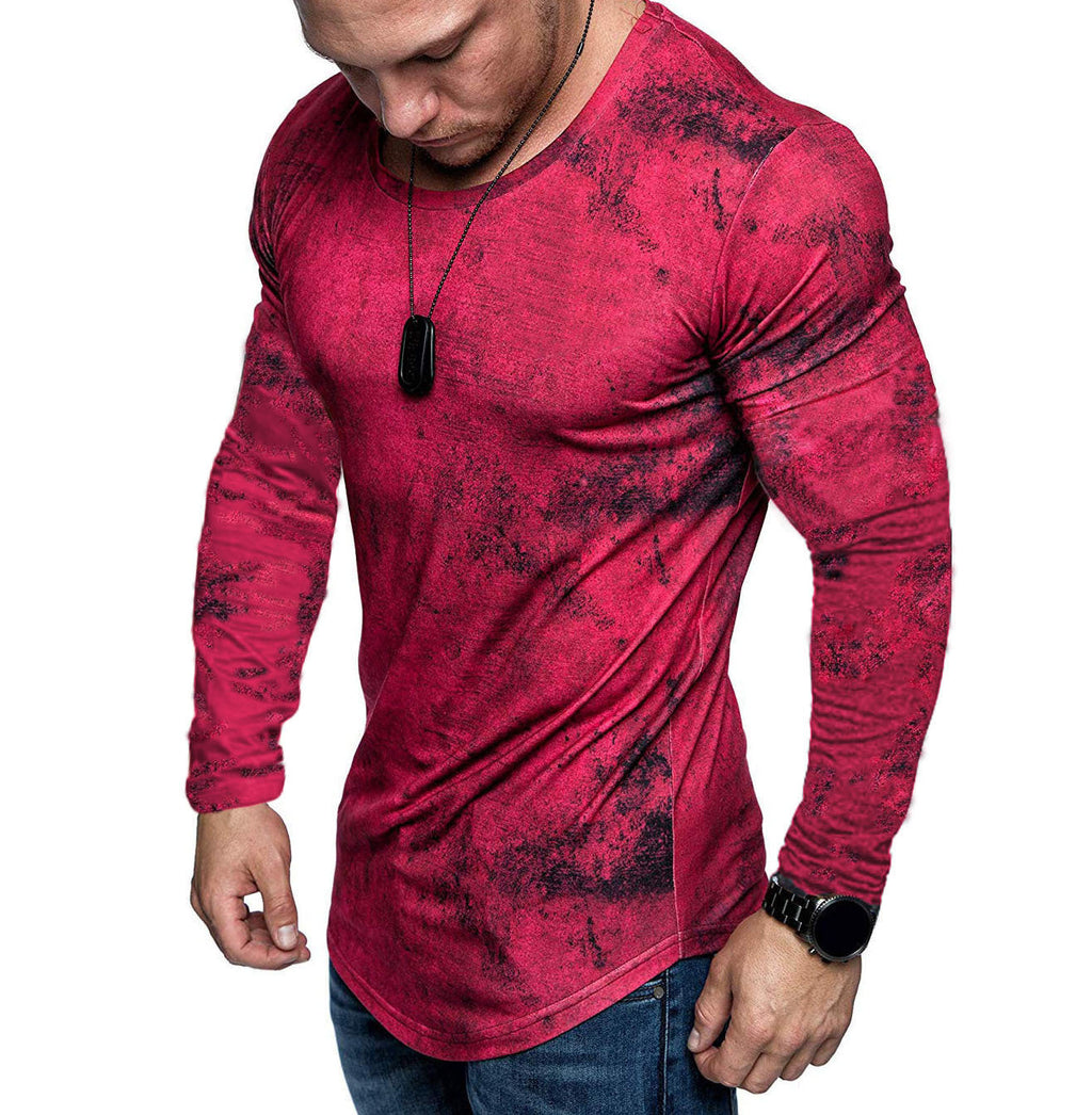 Tie-dye distressed round neck fitness t-shirt