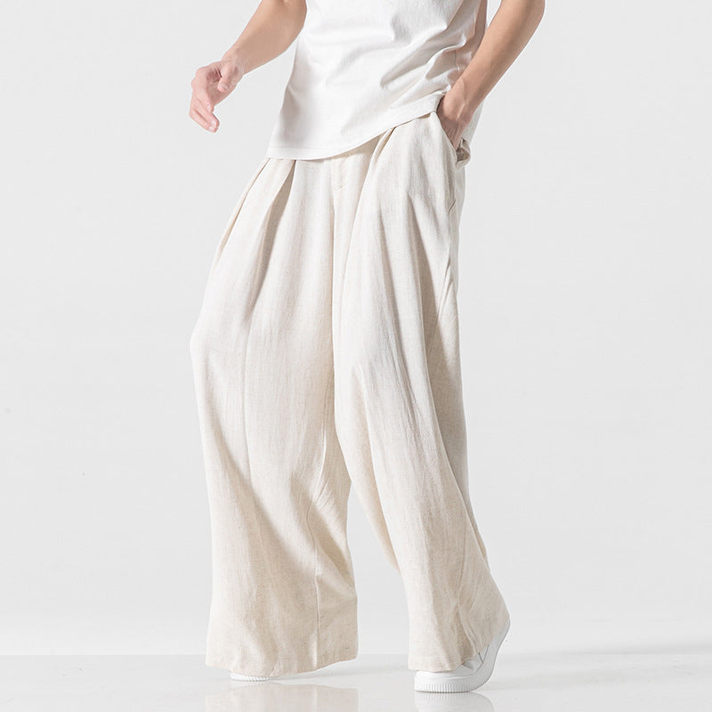 Linen Pants Men's Straight Casual Trousers
