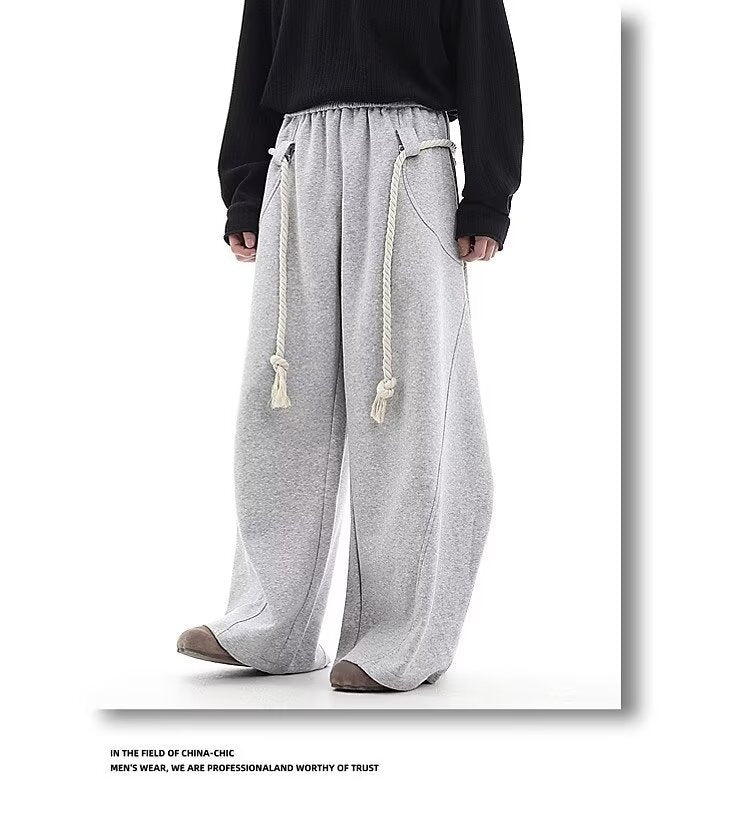 Retro Gray Sports Wide-leg Pants Loose Casual Pants