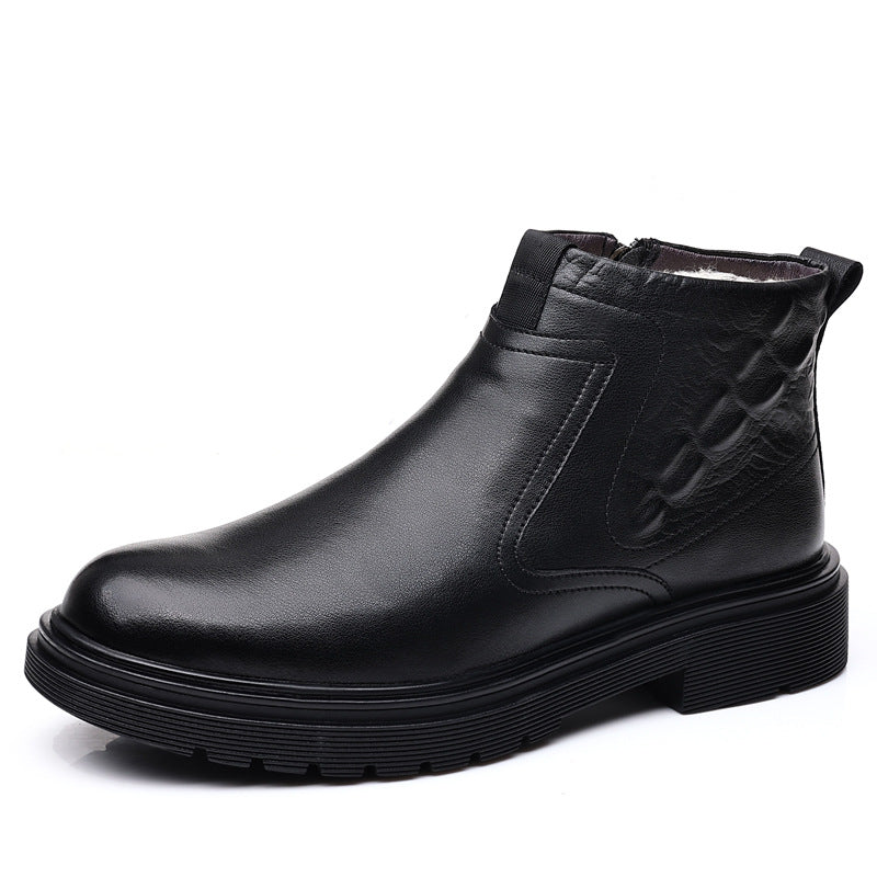 Furnished Warm Leather Wool High-top Booties