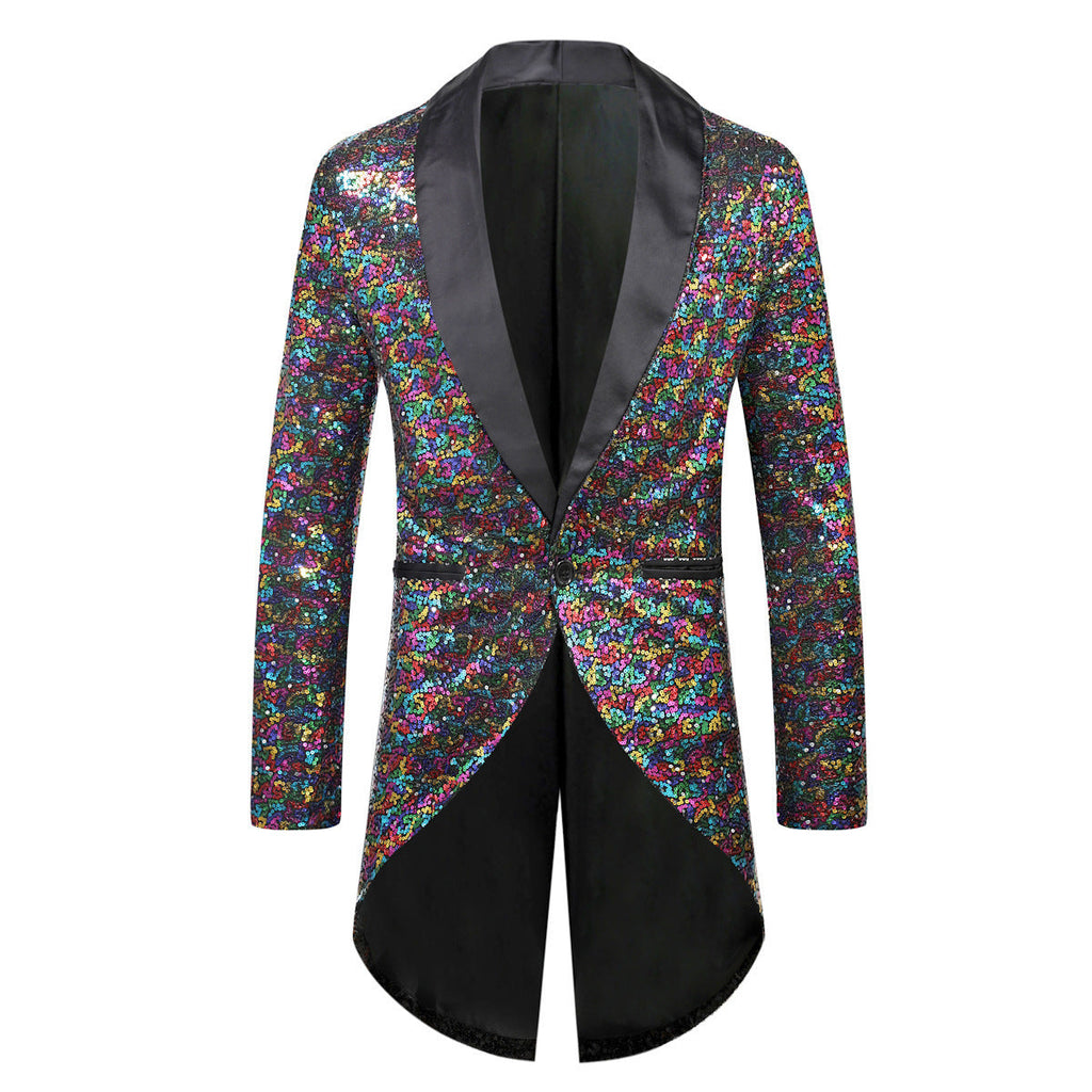 Fashion Sequin Suit AliExpress Foreign Trade Purchasing Men's Single-button Suit Tailcoat