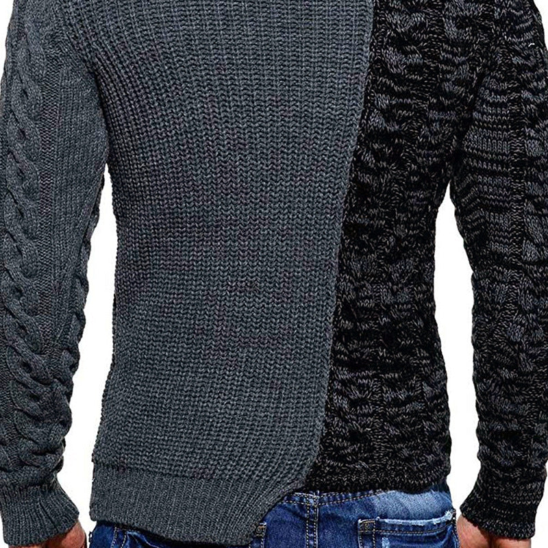 Men's Fashion Round Neck Color Block Slim Sweater