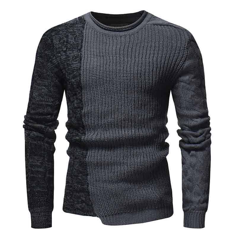 Men's Fashion Round Neck Color Block Slim Sweater