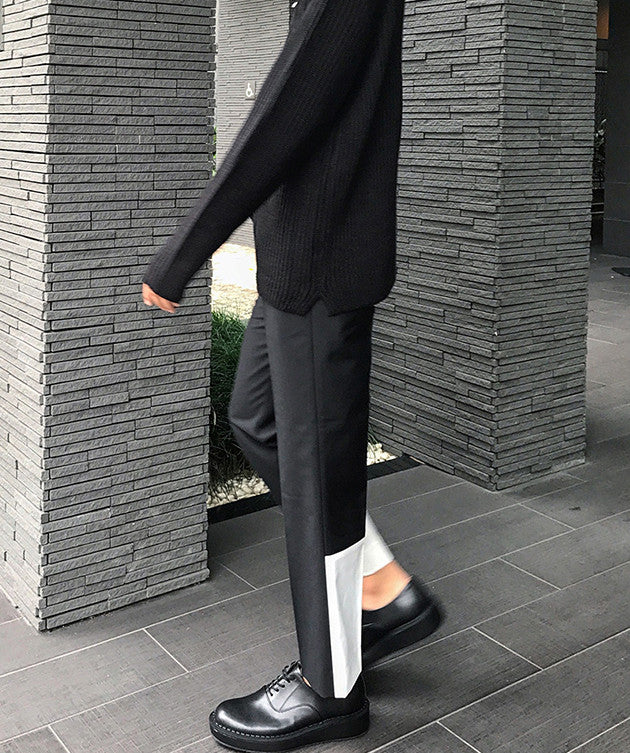Casual Men's Loose Straight Drape Nine-point Stitching Trousers