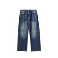 Simple All-matching Straight Men's Clothing Retro Tattered Jeans Wide Leg Jeans