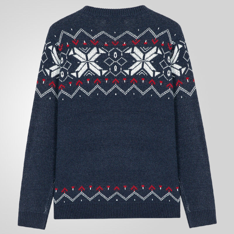 Autumn And Winter Round Neck Pullover Knitting Long Sleeve Brocade Sweater Men