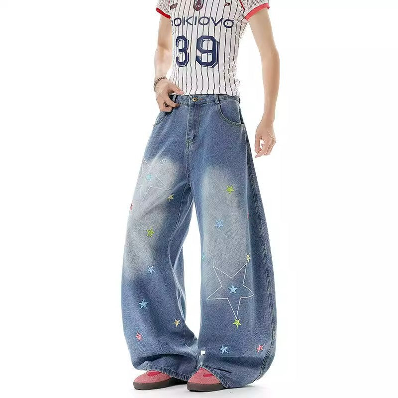 Fashion Wash Vintage Embroidered Jeans For Men