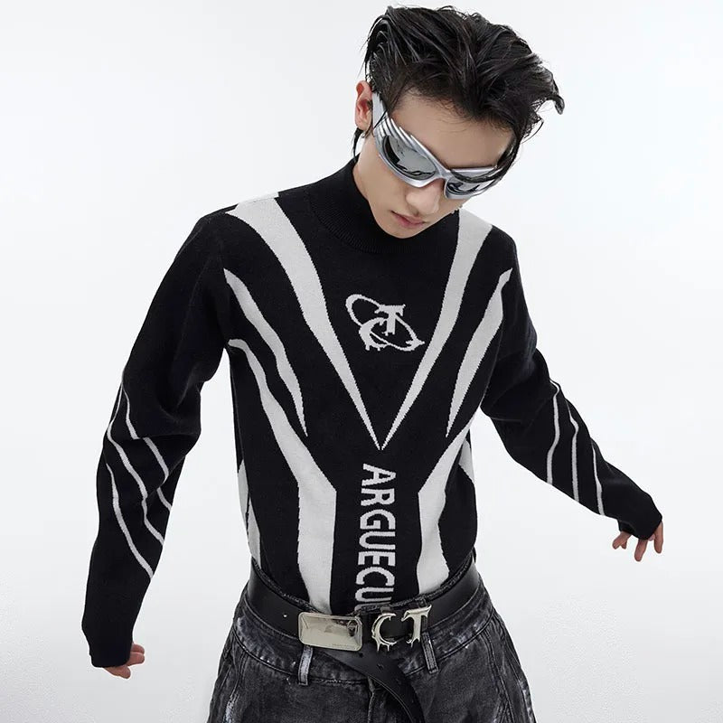 Men's Niche High Neckline Slim Knit Sweater
