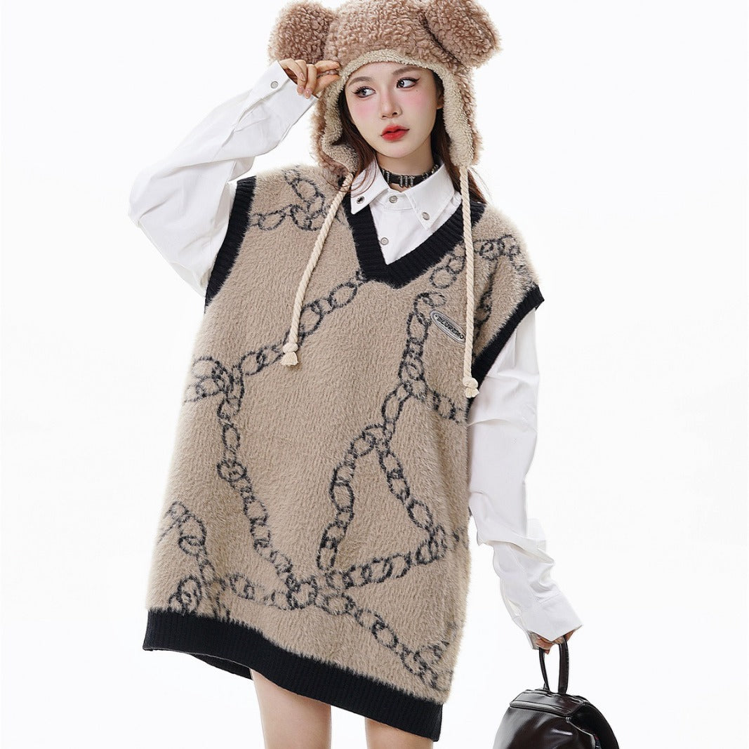 V-neck Sweater Japanese-style Retro College Style Couple