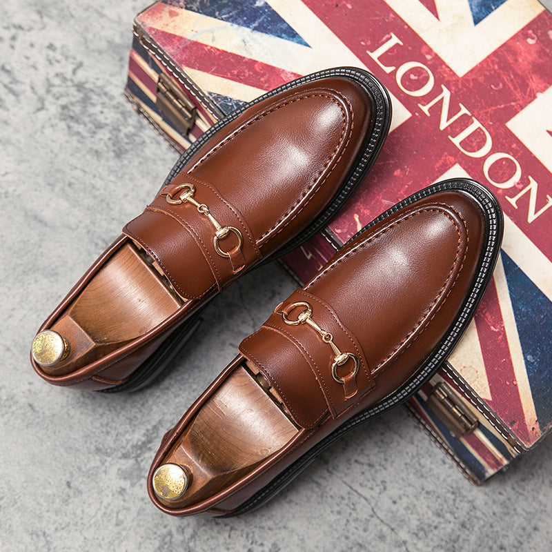 All-match Fashion Pointed Casual Leather Shoes Slip-on