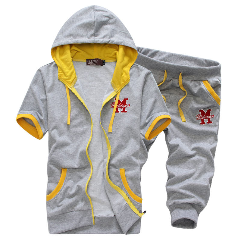 Men's hooded short sleeve sweater + shorts