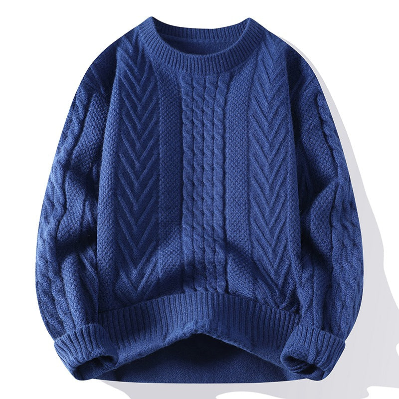 European And American Multicolor Cable-knit Sweater