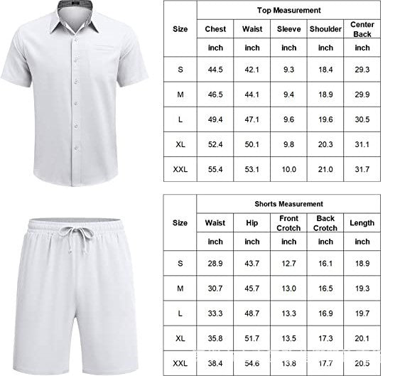 Men's Fashion Casual Shirt Shorts Suit