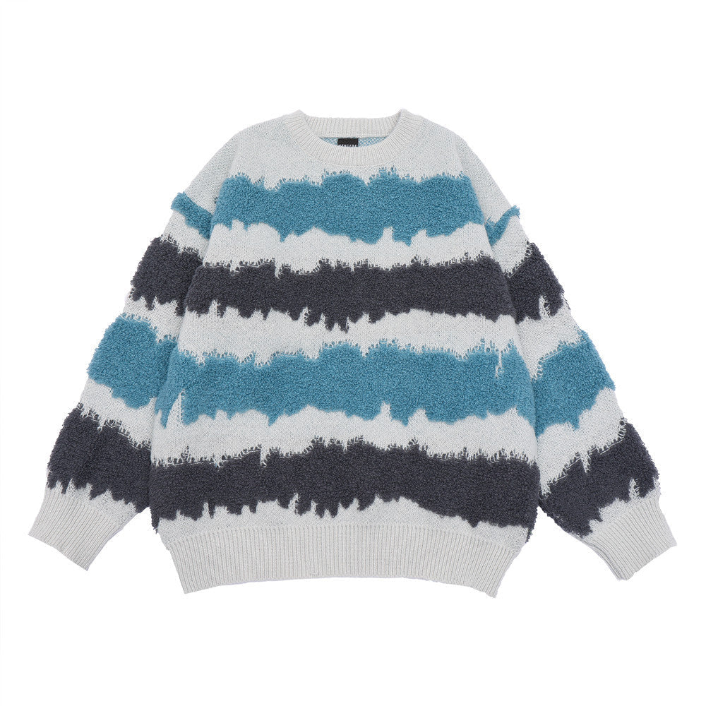 Striped Color-block Jacquard Sweater
