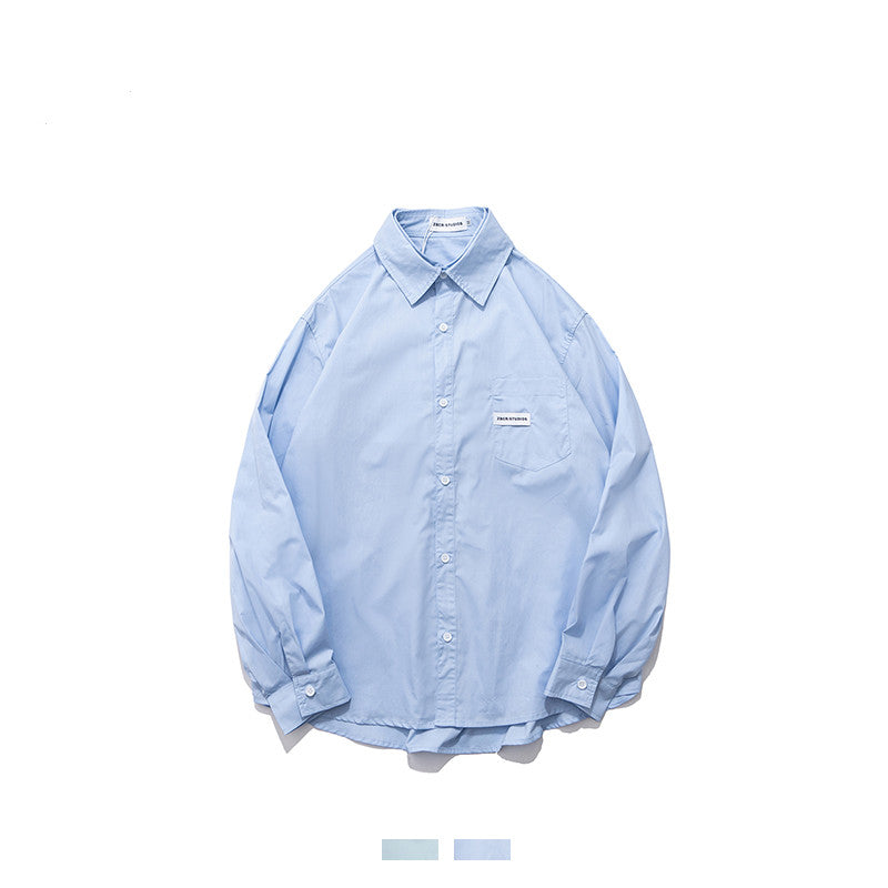 Casual Fake Two-Piece Long-Sleeved Shirt For Men And Women Loose Double Layer